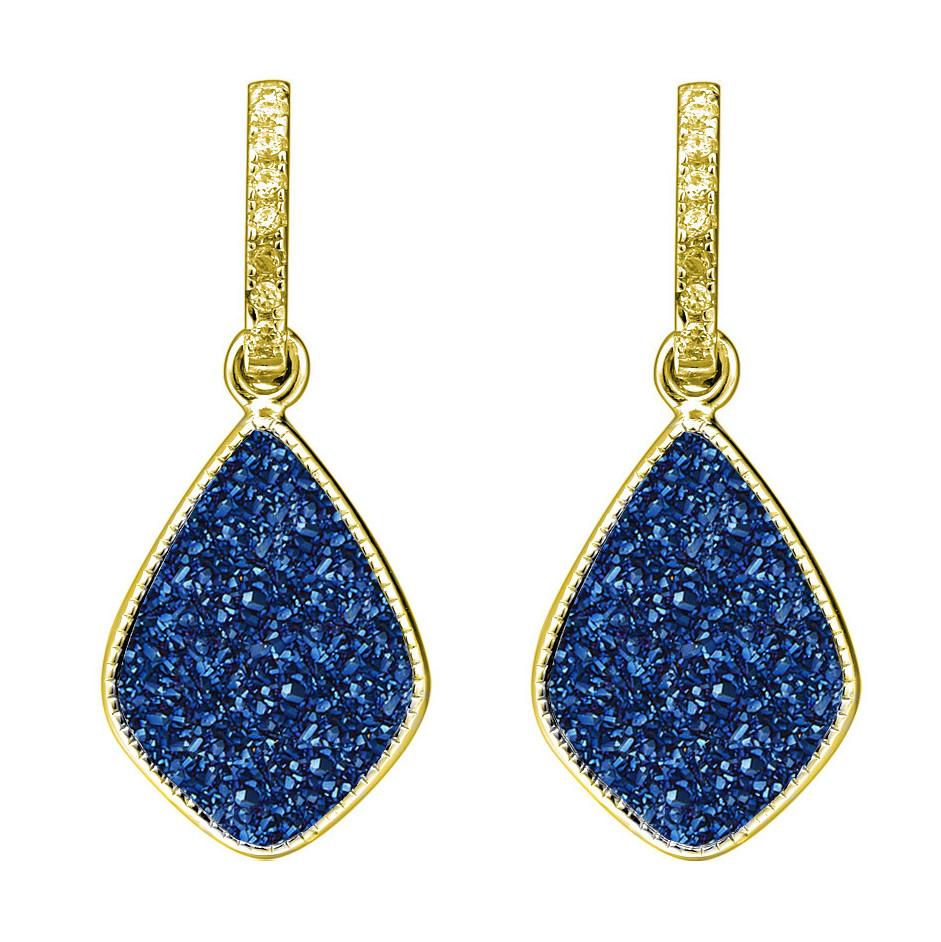 Elara Star Blue Druzy Earrings H.AZEEM London Gemstone Jewellery