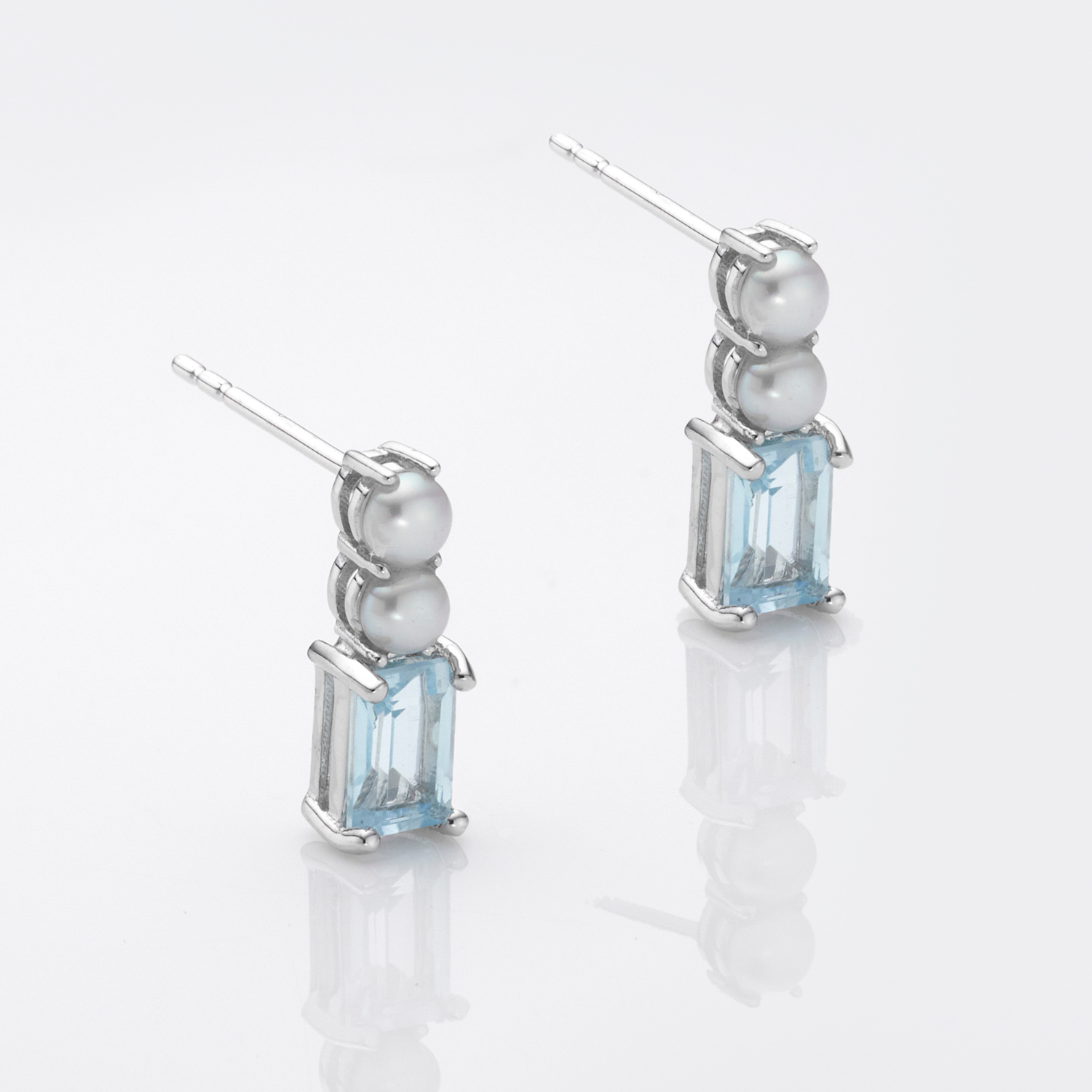 Pearl Drop Blue Topaz Earrings