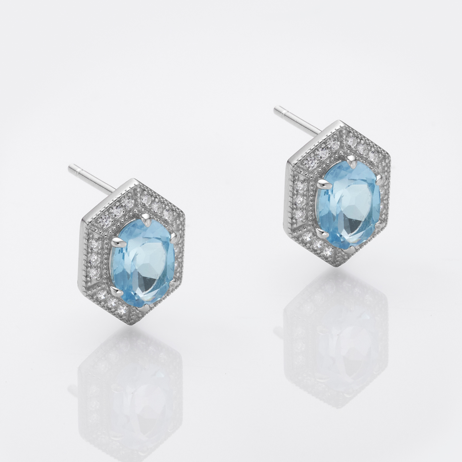 Hexagon Silver Earrings