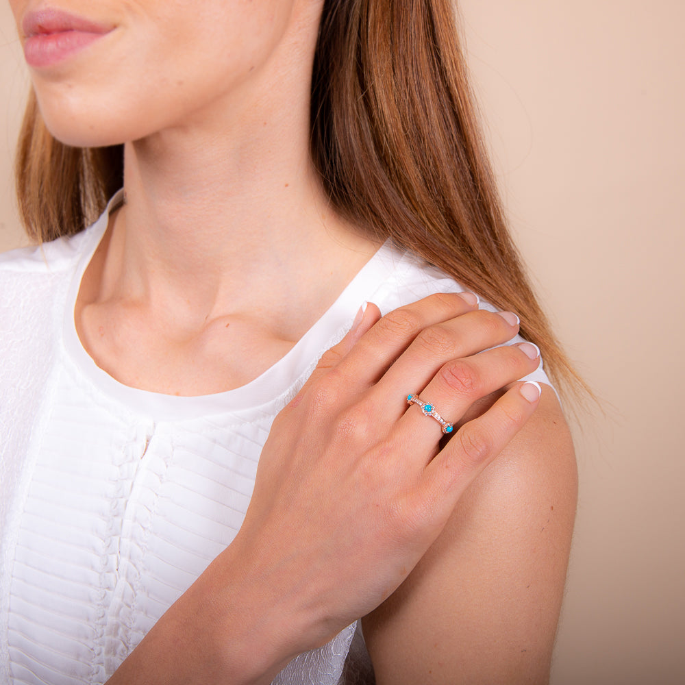 Turquoise rose deals gold ring